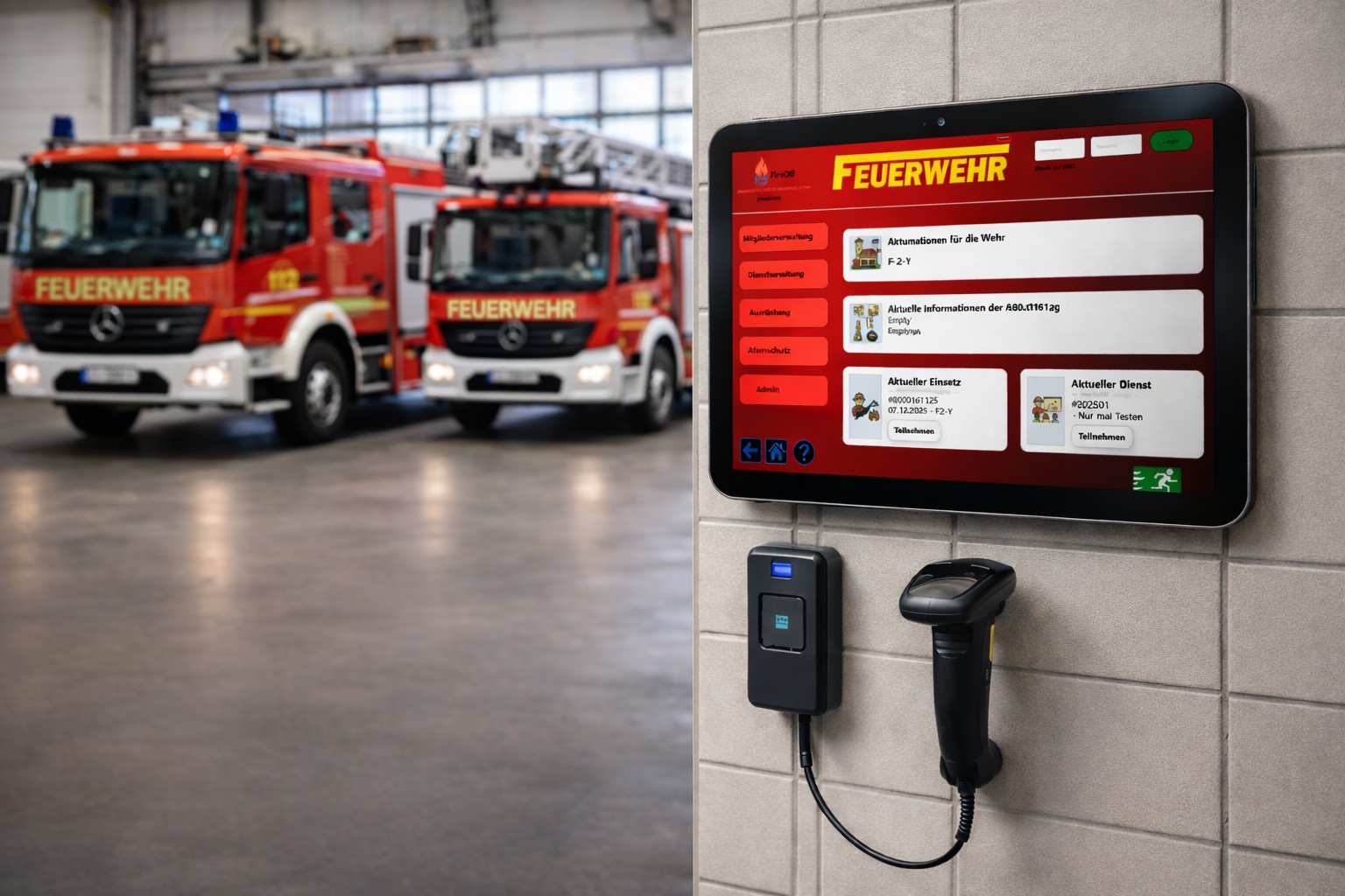 FireDB in der Fahrzeughalle